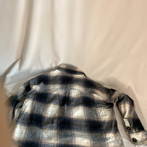 E & M Plaid Flannel Shirt Women’s S – Black/Navy Checks, Soft Button-Up - Picture 4 of 4